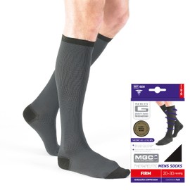 Neo G Therapeutic Compression Socks Men 20-30 mmhg knee high - for spider or varicose veins, swollen legs, feet, ankles, treating mild edema. Mens compression socks for swelling - Grey - S