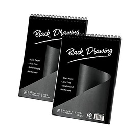 Bachmore Black Sketch Pad, 5.5''X8.5", 60 Sheets (122lb/ 180gsm),Top Spiral-Bound, Heavyweight Paper, for Graphite & Colored Pencils, Charcoal (5.5X8.5)