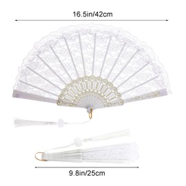Jmkcoz Lace Handheld Folding Fan Embroidered Flower Bridal Hand Fan Chinese Japanese Vintage Fan for 1920s Costume Wedding Dancing Tea Party (2, Black White)
