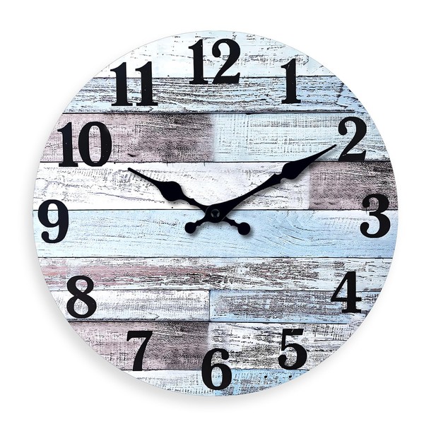XNM 10 Inch Wood Farmhouse Clock for Bedroom Battery Powered