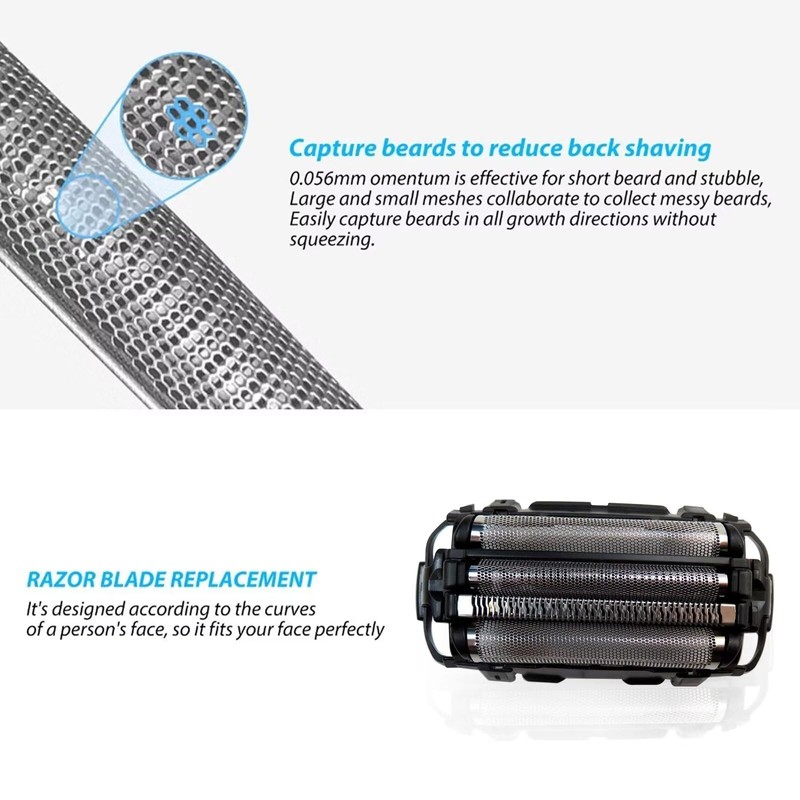 Upgraded 4-Blade WES9025PC Replacement Shaver Outer Foil/Inner Blade, ES-LA93/LA63 for