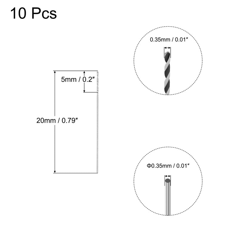 sourcing map 10 Pcs 0.35mm HSS(High Speed Steel) W6542 Micro