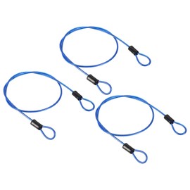 PATIKIL Safety Cable Steel Wire Rope Luggage Lock Wire 2.5mm x 0.5m 3pcs Coated with Double Loop, Clear Blue