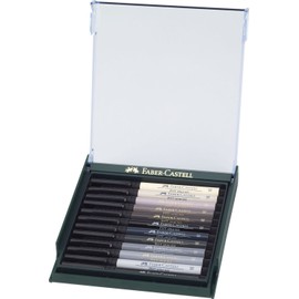 Faber-Castell PITT Artist Brush Pen Set of 12 Grey Colours In a Robust Workstation