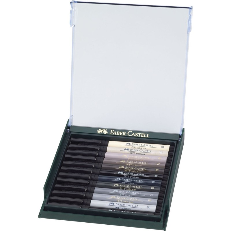 Faber-Castell PITT Artist Brush Pen Set of 12 Grey Colours