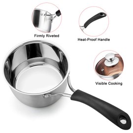 TeamFar Saucepan with Lid, 2 qt Sauce Cooking Pot Milk Pan Stainless Steel, Professional with Long Heatproof Handle for Home Kitchen Restaurant, Healthy & Non Toxic, Multi-use & Dishwasher Safe