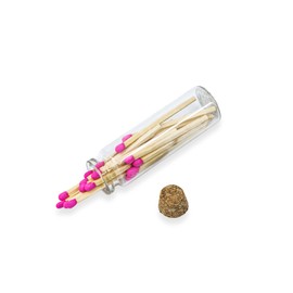 Chandler Studio Safety Matches in Jar - Strike On Bottle Glass Jar 2" Inch Matchsticks (40 Matchsticks Jar, Pink)