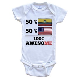 Ecuadorian American Baby Bodysuit Bundle (3 Piece Set), 6-9 Months White