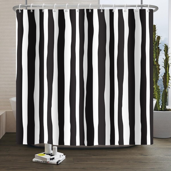 Xiaoterna Striped Shower Curtain Geometric Line Abstract Art Bathroom Curtain