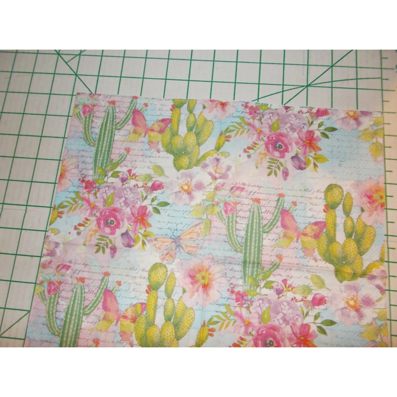 Unbranded Two Decorative Luncheon Napkins for Decoupage "Rose and Cactus"
