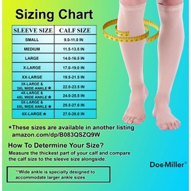 Doc Miller Calf Compression Sleeve Women and Men- 20-30 mmHg - 2 Pairs Calf Sleeve for Surgery Recovery Maternity Shin Splints Varicose Veins and Calf Injuries - XXX-Large Size - Skin Nude Color
