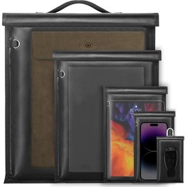 5 Pack Faraday Bags,Faraday Bags EMP Proof for Phones,Laptops,Tablets and Car Keys,Faraday Cage with Handle,Fireproof & Waterproof RFID Signal Blocker Faraday Pouch,Faraday Key Fob Protector