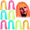 Suncalla 8 Pack Neon Foil Tinsel Wigs Glow in The
