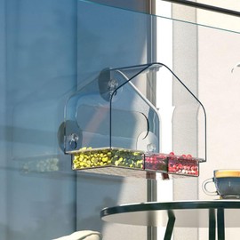 Craftsboys Window Bird Feeder for Outside with Strong Suction Cups, Three Compartment Design for Cardinals, Pine siskins and Fledglings