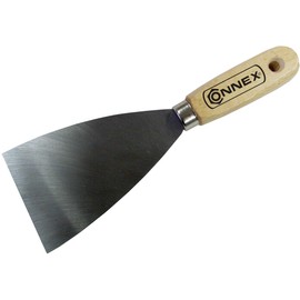 Connex Painter's Spatula 100 mm – Wooden Handle & Blade Made of Carbon Steel – For Puttying & Scraping Paint or Wallpaper – Made in Germany Quality / Universal Spatula / Handle Spatula / COX880600