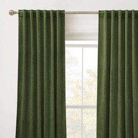 RYB HOME Velvet Closet Curtains 84 inches, Room Darkening Thermal Insulated Privacy Back Tab Drapes for Doorway Enterway, Dormitory, Olive Green, W 42 x L 84 inches, 2 Panels Set