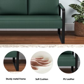 HAOBO Home Loveseat Couch Bench Settee for Living Room, Upholstered Small Sofa Couch PU Leather Banquette Lounge Bench for Dining Room Bedroom Funiture