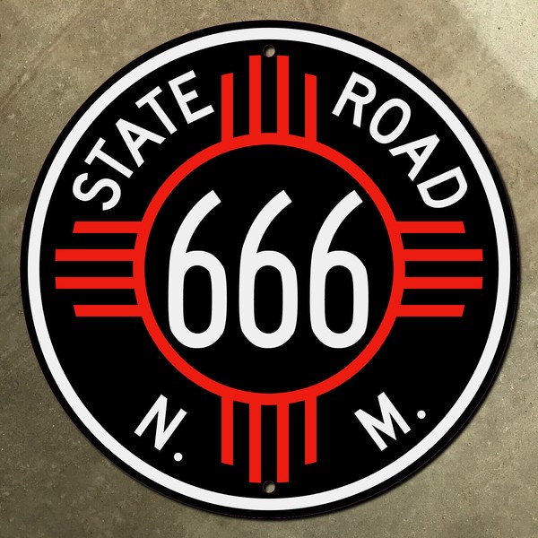 New Mexico zia state route 666 highway marker road sign 1949 devil