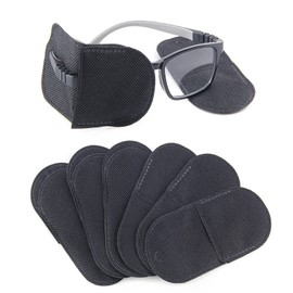 DFsucces Eyepatches, Glasses, Glasses Cover, For Fixing to Glasses, Strabismus, Eyesight Correction, No Pressure, Adults and Children, Pack of 6 (Black-6 Pieces)