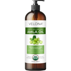 velona Amla Oil USDA Certified Organic - 16 Fl Oz | 100% Pure and Natural Carrier Oil | Extra Virgin, Unrefined, Cold Pressed