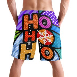 visesunny Merry Christmas Ho Ho Ho Men's Swim Trunks Quick Dry Bathing Suits Beach Holiday Party Swim Shorts