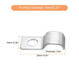 uxcell 40 Pcs Pipe Strap, 304 Stainless Steel Pipe Support Strap Fit for 5/16in(8mm) Tube Strap Tension Clip with 1 Hole 4mm Height for Continuous Pipes EMT Conduit or Pipe Fixing