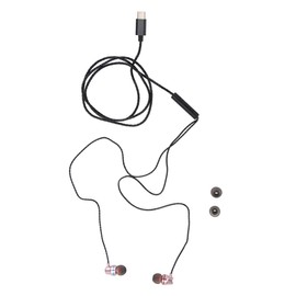 KONTONTY Type C in Ear Headphones with Microphone Ergonomic Wired Earphones HiFi Stereo Sound Sweat Design Compatible with Type C Devices Rose Gold Random Packaging
