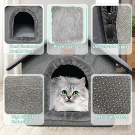 Whiwhi Dog Cave with Removable Plush Cushion, Cat Cave Pet House, Warm and Cosy Dog House, Cat House, 35 x 30 x 35 cm