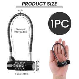 teasteam 4-Digit Cable Combination Lock [Upgraded] with 7 inch(175 mm) Bold Steel Cable Long Padlock Waterproof for Lockers File Cabinets Wardrobes Small Fences Small Sheds Pet Bike Gun Case Door Lock