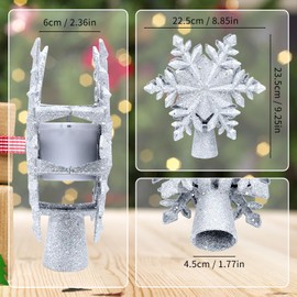 Christmas Tree Topper Lighted, Rotating Star Pattern Projector, 3D Hollow Glitter Lighted Snow Tree Topper for Xmas Party Holiday Christmas Tree Decorations(Silver Snow)