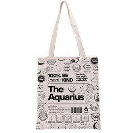 G2TUP Aquarius Inspired Gift 100% Human Be Kind The Aquarius Tote Bag Astrology Lover Handbag Zodiac Aquarius Merch (The Aquarius TB)