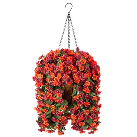Ammyoo Fall Flowers Artificial for Decoration,Artificial Hanging Flowers for Outdoors,Autumn Silk Realistic Daisy Garden Fake Plants Thanksgiving,Courtyard Front Porch Patio,Home Decor (Orange Brown)