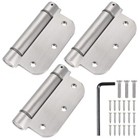Qkenvo 3.5'' Self-Closing Door Hinges 3.5 Inch x 3.5 Inch Spring Hinges Stainless Steel Adjustable Door Hinges Auto Closing with 5/8" Radius Corners (3.5'' 3pack, Silver)
