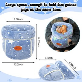 Wenqik 2 Pcs Guinea Pig Bed Cuddle Warm Hideout Fleece Cozy Glow in The Dark House Bedding Sleeping Cushion Cage Nest for Small Animal Squirrel Chinchilla Rabbit Hedgehog Cage Accessories