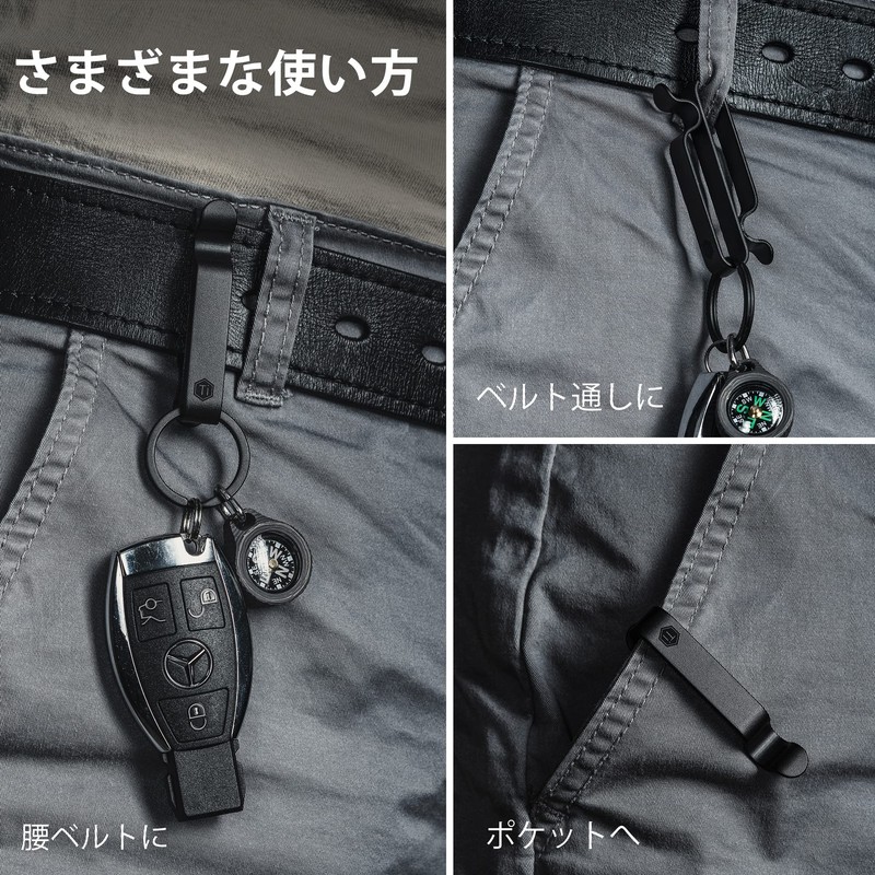 KeyUnity KM00 Keychain, Belt Keychain, Keyring, Belt Sash Clip, Double-Sided,
