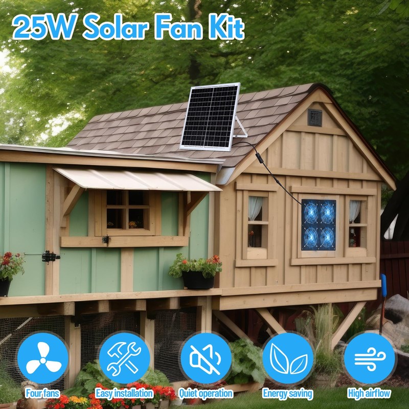 Solar Powered Fan 11.8" Greenhouse Exhaust Fan Solar 4 Fan