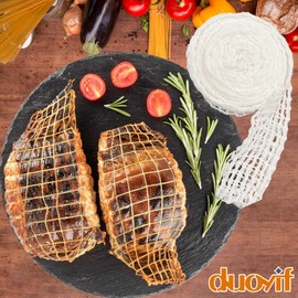 duoyif Meat Net for Rolled Roasts, Elastic Roasting Net, Calibre 18, Ham Net, Meat Net, Rolled Roast Net, Cotton Net for Storing, Drying, Roasting and Cooking Meat (10 Metres)