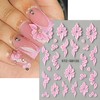 3 Sheets Embossed Flower Nail Stickers for Nail Art White