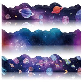 77Ft Space Bulletin Board Borders, Galaxy Classroom Border Trim with Planets Rockets Stars, Outer Space Classroom Decorations, Bulletin Board Borders for Back to School Office Door Wall Decor