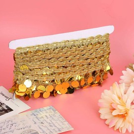 10 Yards Tassel Belly Chain, Belly Dance Tassel Belt, National Clothing Supplies Hip Scarf Decoration, Round Coin Body Jewellery Chain Accessories (Golden)