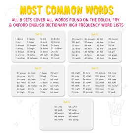 Merka Sight Words - Tarjetas flash de 1er grado para aprender a leer tarjetas flash para niños Primeras palabras aprender a leer dominar primeras palabras, juego de 150 tarjetas C