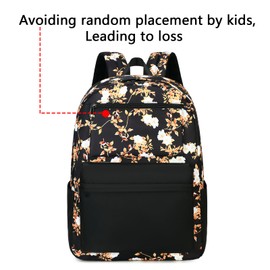 New Teen Girls School Backpack Student Lightweight Big Capacity Kids Bookbag Set with Cute Lunch Box & Integrated Rucksacks and External Pencil Case Avoid Random Laying Loss Prevention (flower)