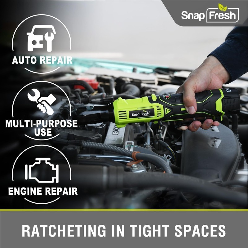 SnapFresh Cordless Electric Ratchet Wrench – 55 ft-lbs Torque, 12V