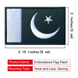 EmWoot 2PCS Pakistan Flag Patch Embroidered Morale Patch Military Tactical Patches Hook and Loop