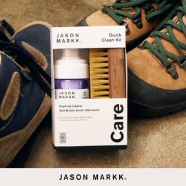 Jason Markk Quick Clean Kit, Shoe Cleaner, 2-Piece Set, Ready-To-Use Foam & Delicates Brush, Sneaker Care, Ideal for Footwear, Safe for Leather, Suede, Nubuck, Cotton, Knits, 4oz