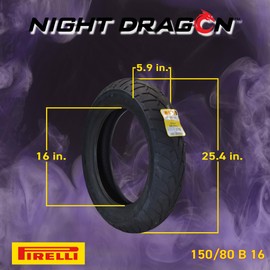 Pirelli Night Dragon 150/80B16 M/C 71H TL Cruiser Motorcycle Front Tire - Superior Traction & Handling for High-Performance Cruisers w/Keychain