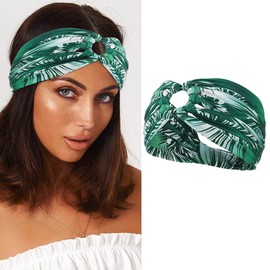 Zoestar Boho Headband Flower Printed Head Scarfs Twisted Knotted Hair Band Wide Turban Head Wraps for Women and Girls,Pack of 1 (C)