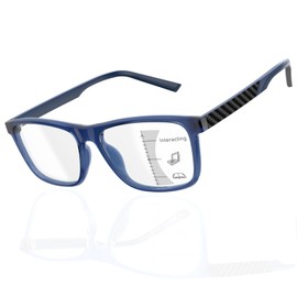 Epavouos Progressive Multifocus Reading Glasses Men TR90 Frame Lightweight Trifocal Transition Computer Readers Near Workspace Anti Blue Light Blue 1.25