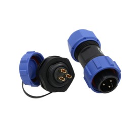 HangTon SP17 3 Pin Plug Socket Connector Aviation Circular Male Female 10A, Dustproof Cap 14AWG Wire for Industrial Power Outdoor Application