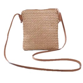 YFZCLYZAXET Straw Bags Beach Bag Women's Fashion Straw Bag Rattan Woven Purse Crossbody Messenger Bag Braid Small Square Handbag Boho Beach Coffee, coffee
